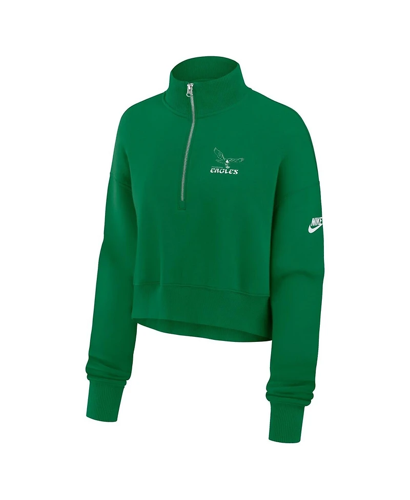 Nike Women's Kelly Green Philadelphia Eagles Phoenix Fleece Quarter-Zip Sweatshirt