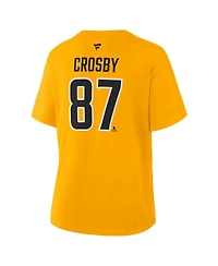 Fanatics Women's Sidney Crosby Gold Pittsburgh Penguins Authentic Stack Name and Number T-Shirt