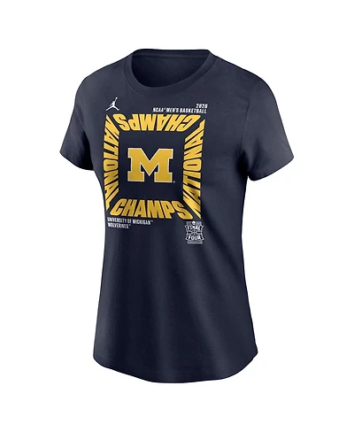 Jordan Women's Navy Michigan Wolverines 2026 Ncaa Men's Basketball National Champions Square Celebration T-Shirt