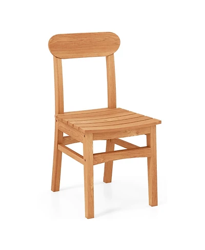 Slickblue Outdoor Teak Wood Armless Dining Chair with Slatted Seat