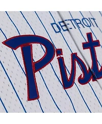 Mitchell & Ness Men's White Detroit Pistons Head Coach Pinstripe Mesh Full-Button Baseball Jersey