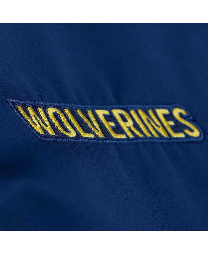 Mitchell & Ness Men's Navy Michigan Wolverines Double Clutch Lightweight Satin Full-Snap Jacket