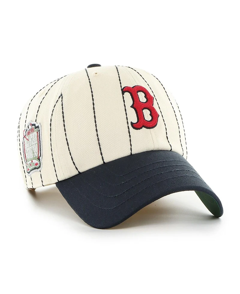 '47 Brand Men's x Rawlings Natural/Navy Boston Red Sox Pinstripe Clean Up Adjustable Hat
