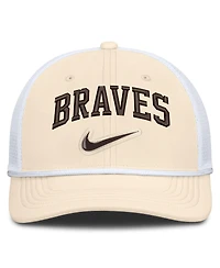Nike Men's Natural/White Atlanta Braves Rise Dri-fit Trucker Adjustable Hat