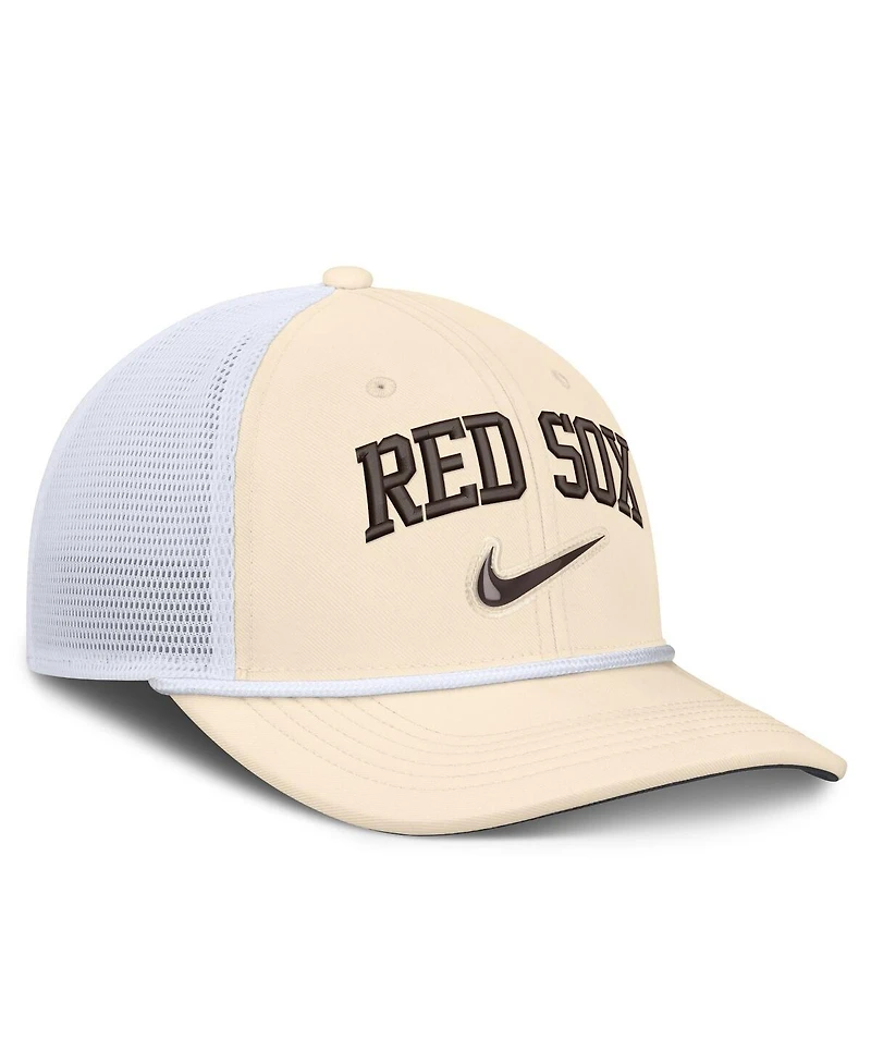 Nike Men's Natural/White Boston Red Sox Rise Dri-fit Trucker Adjustable Hat