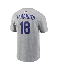Nike Men's Yoshinobu Yamamoto Heather Gray Los Angeles Dodgers Name and Number T-Shirt
