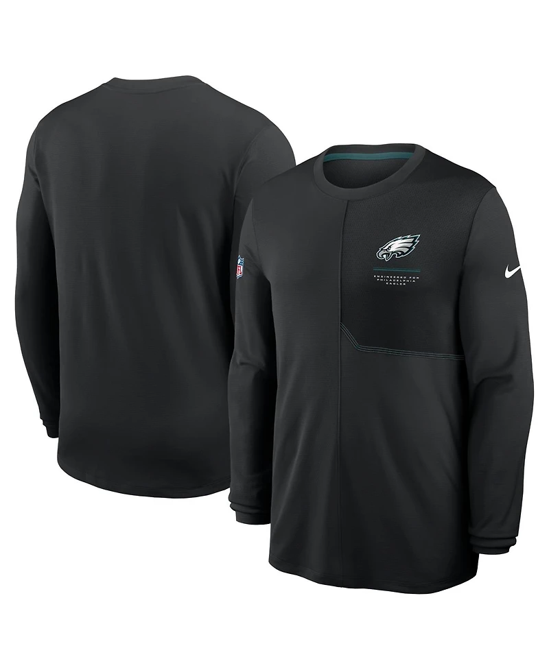 Nike Men's Black Philadelphia Eagles Sideline Coaches Uv Dri-fit Long Sleeve T-Shirt
