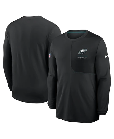Nike Men's Black Philadelphia Eagles Sideline Coaches Uv Dri-fit Long Sleeve T-Shirt