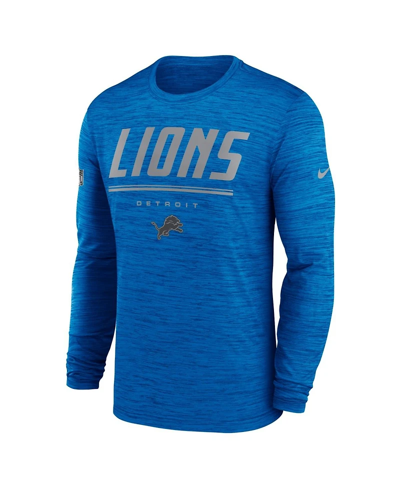 Nike Men's Blue Detroit Lions Sideline Offensive Transition Velocity Dri-fit Long Sleeve T-Shirt