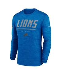 Nike Men's Blue Detroit Lions Sideline Offensive Transition Velocity Dri-fit Long Sleeve T-Shirt