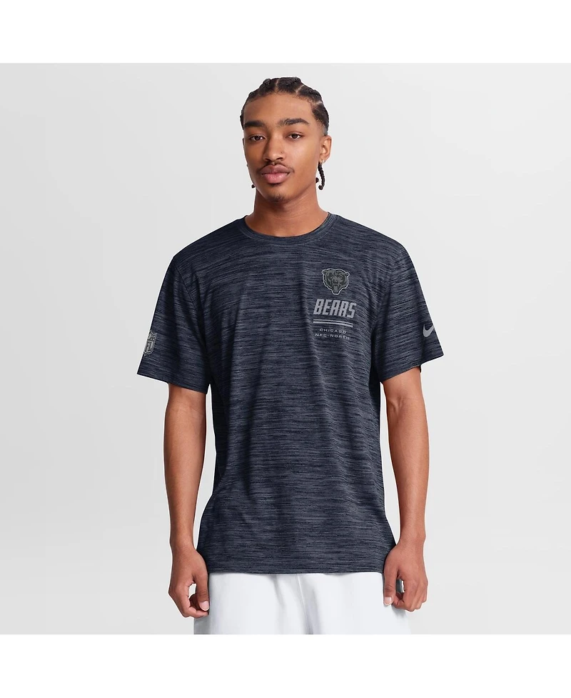 Nike Men's Navy Chicago Bears Sideline Double Covered Dri-fit Velocity T-Shirt