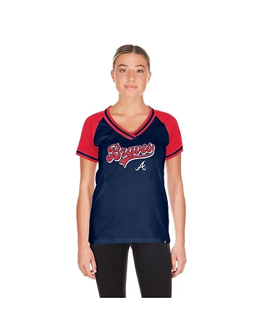 New Era Women's Navy Atlanta Braves Gameday V-Neck T-Shirt