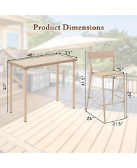 Sugift 3-Piece Patio Bar Table Set with High Table and 2 Armless Chairs