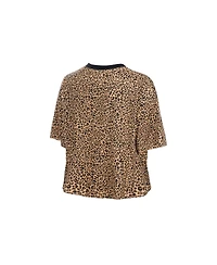 New Era Women's Brown Detroit Tigers Leopard Boxy Cropped T-Shirt