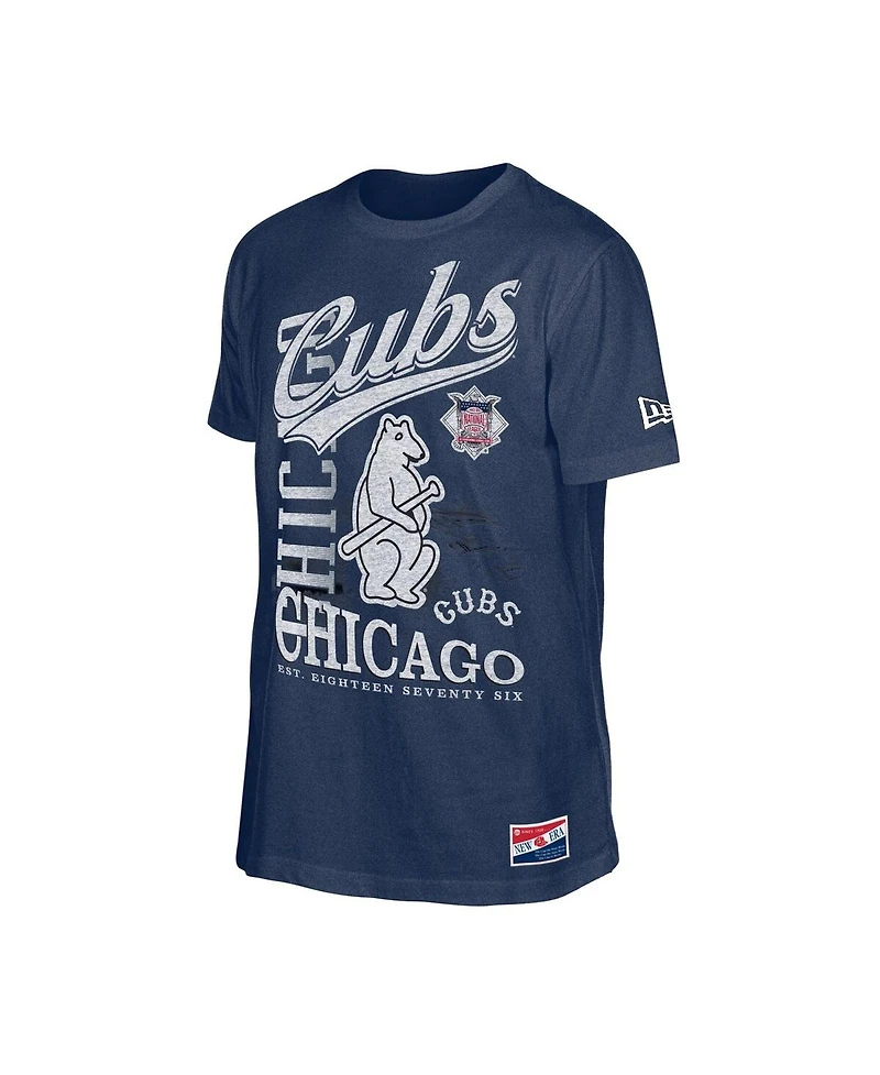 New Era Men's Navy Chicago Cubs Oversized Throwback Distressed T-Shirt