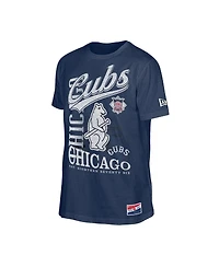 New Era Men's Navy Chicago Cubs Oversized Throwback Distressed T-Shirt