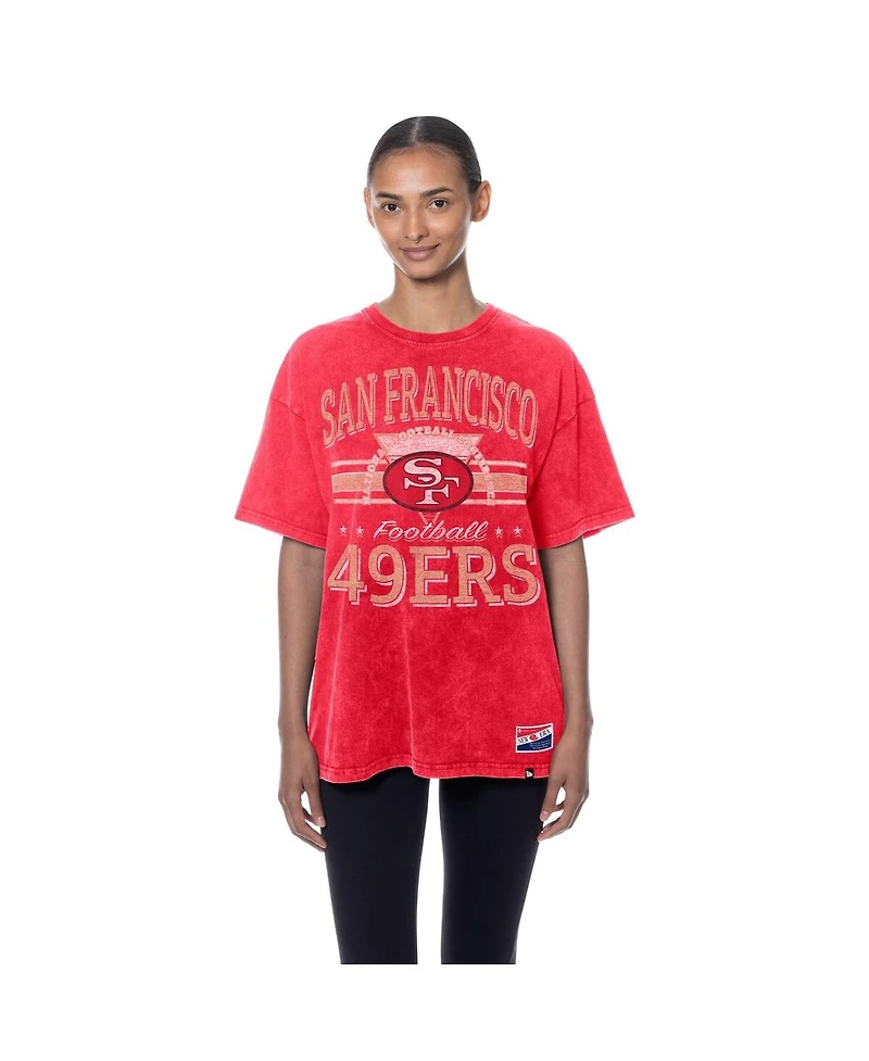 New Era Women's Scarlet San Francisco 49ers Throwback Oversized T-Shirt