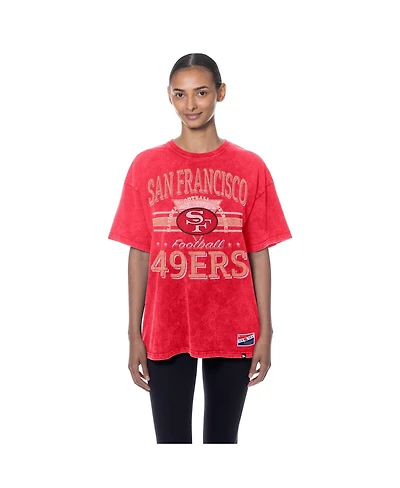 New Era Women's Scarlet San Francisco 49ers Throwback Oversized T-Shirt