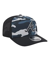 New Era Men's Black Atlanta Braves Tonal Camo 9SEVENTY Stretch-Snap Hat