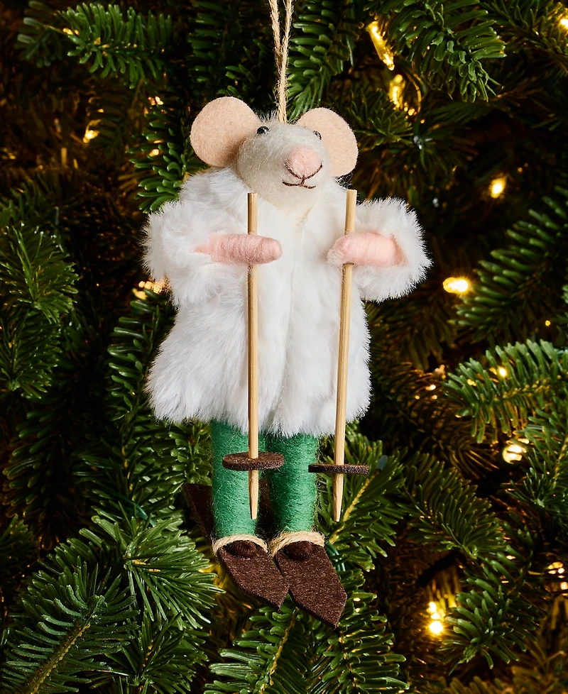 Holiday Lane Cozy Cabin Felt Ski Mouse Ornament, Macy's Exclusive