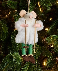 Holiday Lane Cozy Cabin Felt Ski Mouse Ornament, Macy's Exclusive