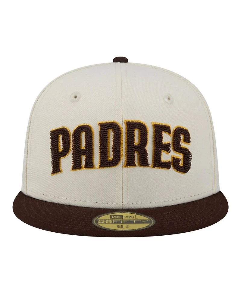 New Era Men's Cream San Diego Padres Two-Tone Stitch 59FIFTY Fitted Hat