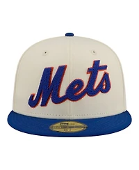 New Era Men's Cream York Mets Two-Tone Stitch 59FIFTY Fitted Hat