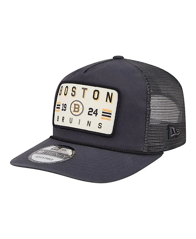 New Era Men's Charcoal Boston Bruins Washed Patch 19TWENTY Trucker Adjustable Hat
