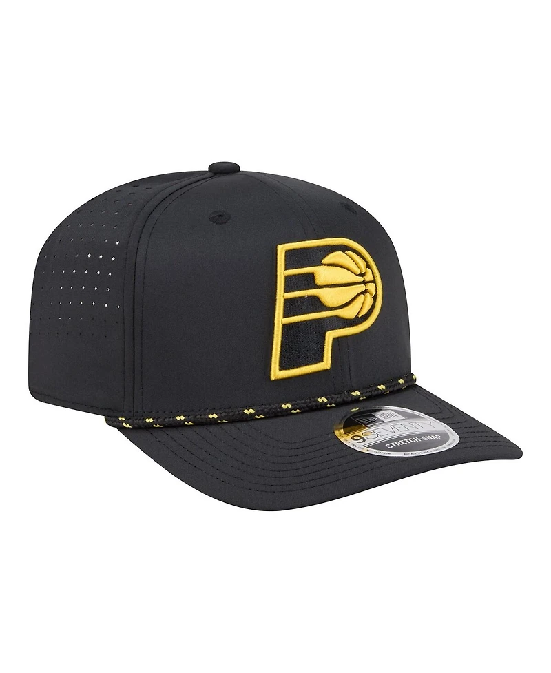 New Era Men's Black Indiana Pacers Sport Rope Vented Stretch-Snap 9SEVENTY Hat