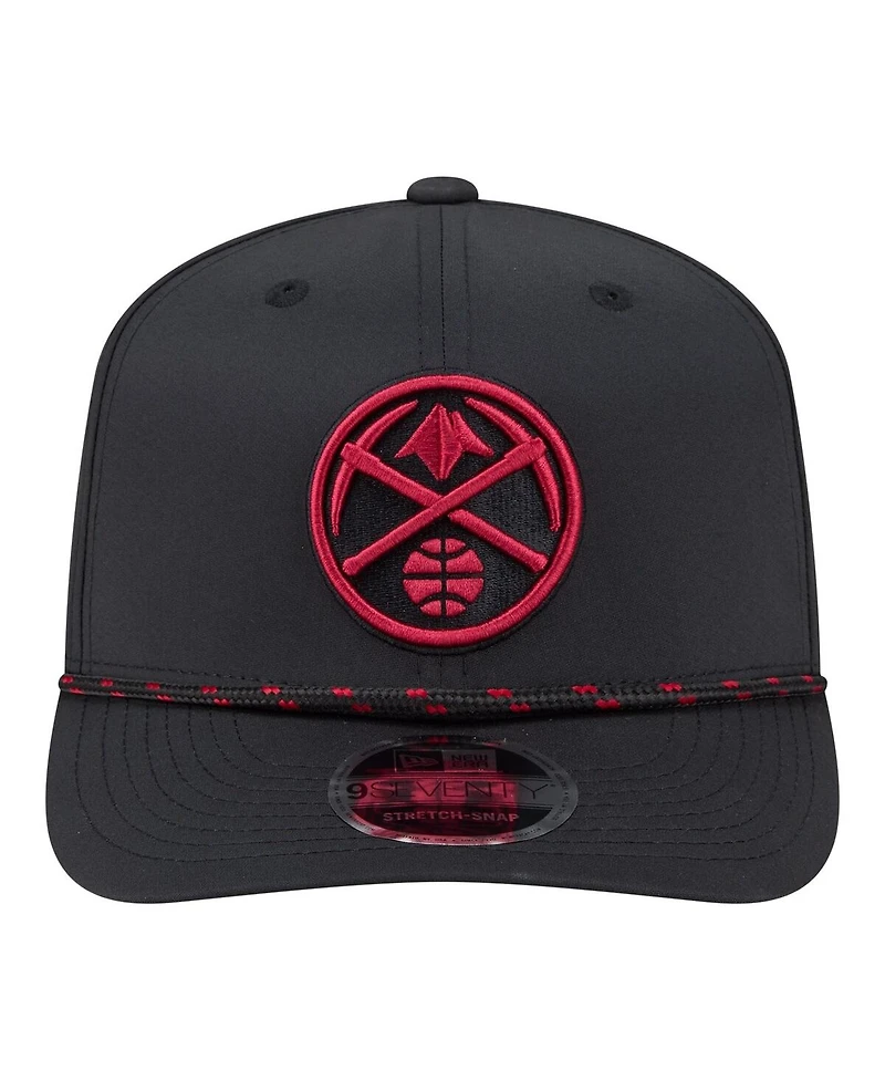 New Era Men's Black Denver Nuggets Sport Rope Vented Stretch-Snap 9SEVENTY Hat