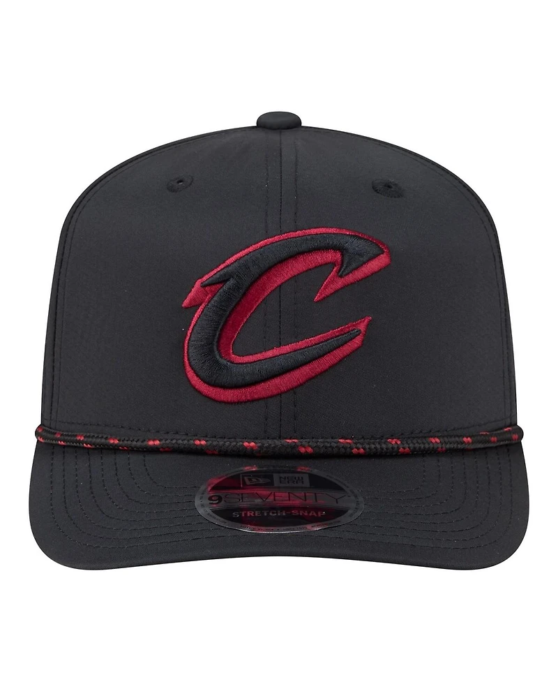 New Era Men's Black Cleveland Cavaliers Sport Rope Vented Stretch-Snap 9SEVENTY Hat