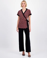 Anne Klein Women's Collared Wrap Top
