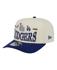 New Era Men's Cream Los Angeles Dodgers Throwback Tri-Hit A-Frame 9FIFTY Adjustable Hat