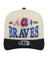 New Era Men's Cream Atlanta Braves Throwback Tri-Hit A-Frame 9FIFTY Adjustable Hat