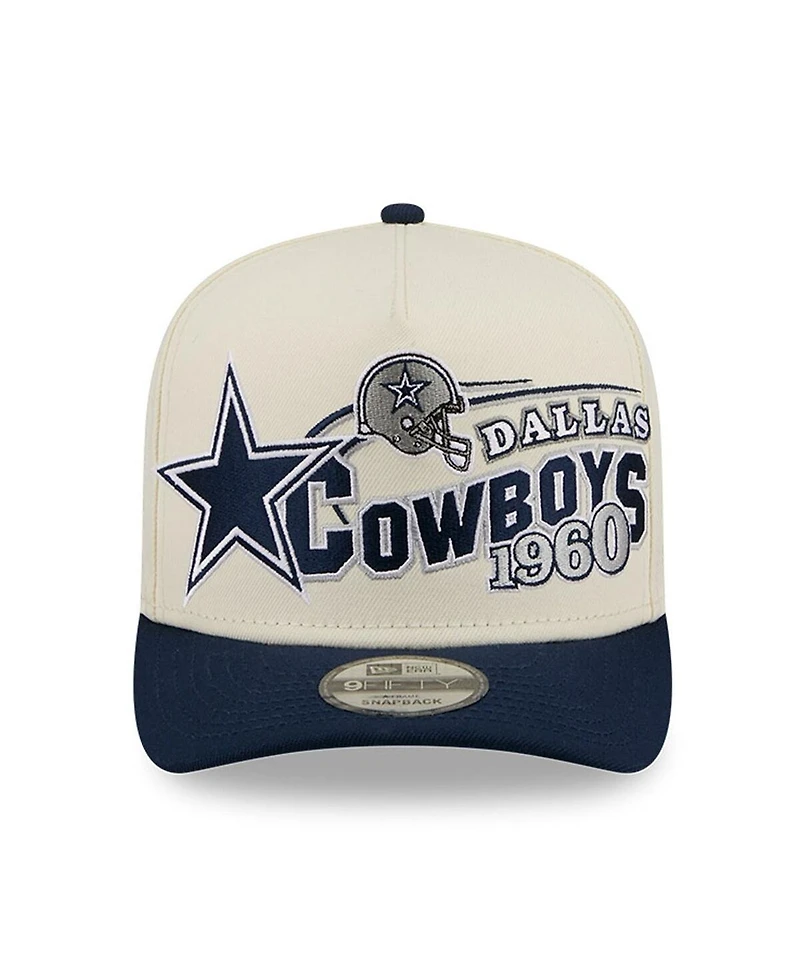 New Era Men's Cream/Navy Dallas Cowboys Classic A-Frame 9FIFTY Adjustable Hat