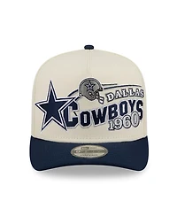 New Era Men's Cream/Navy Dallas Cowboys Classic A-Frame 9FIFTY Adjustable Hat