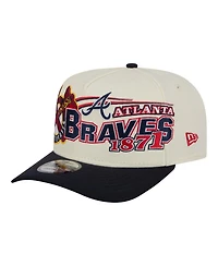 New Era Men's Cream/Navy Atlanta Braves Classic A-Frame 9FIFTY Snapback Hat