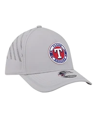 New Era Men's Gray Texas Rangers Patch 39THIRTY A-Frame M-Crown Perforated Flex Hat