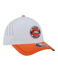 New Era Men's White/Orange Denver Broncos Patch 39THIRTY A-Frame M-Crown Perforated Flex Hat