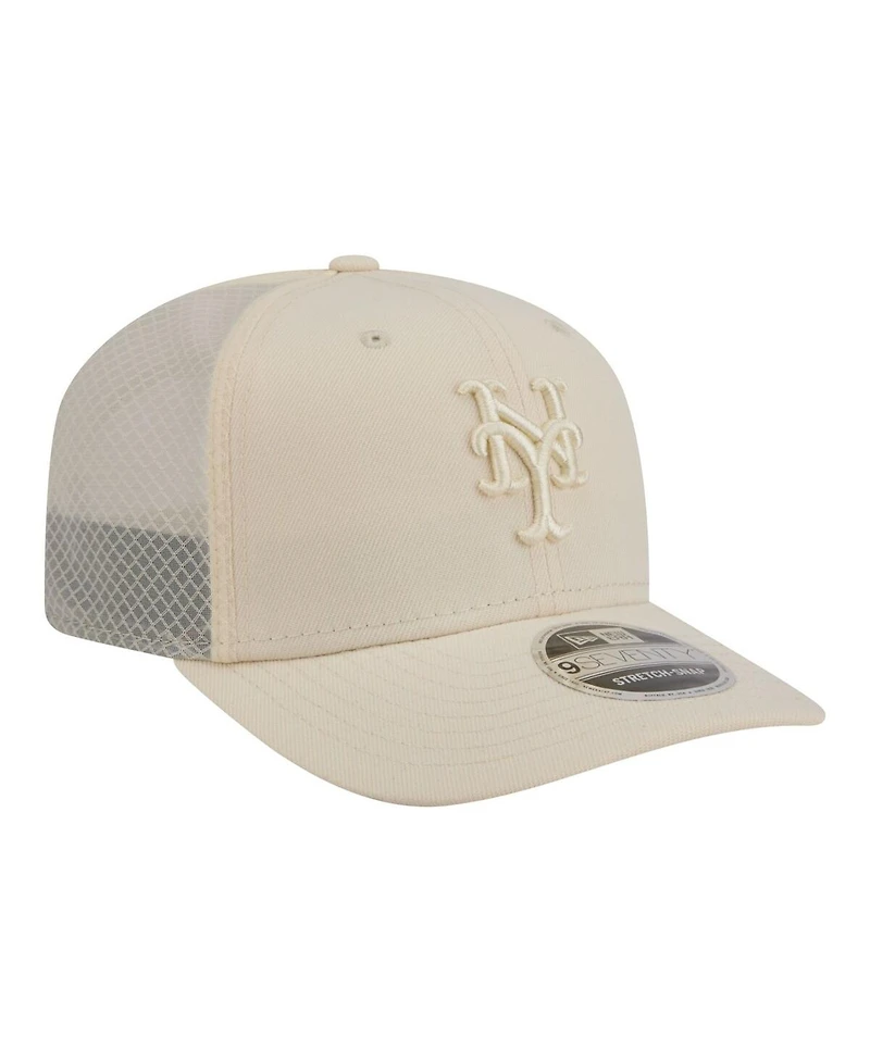 New Era Men's Light Beige New York Mets Color Pack 9SEVENTY Trucker Adjustable Hat