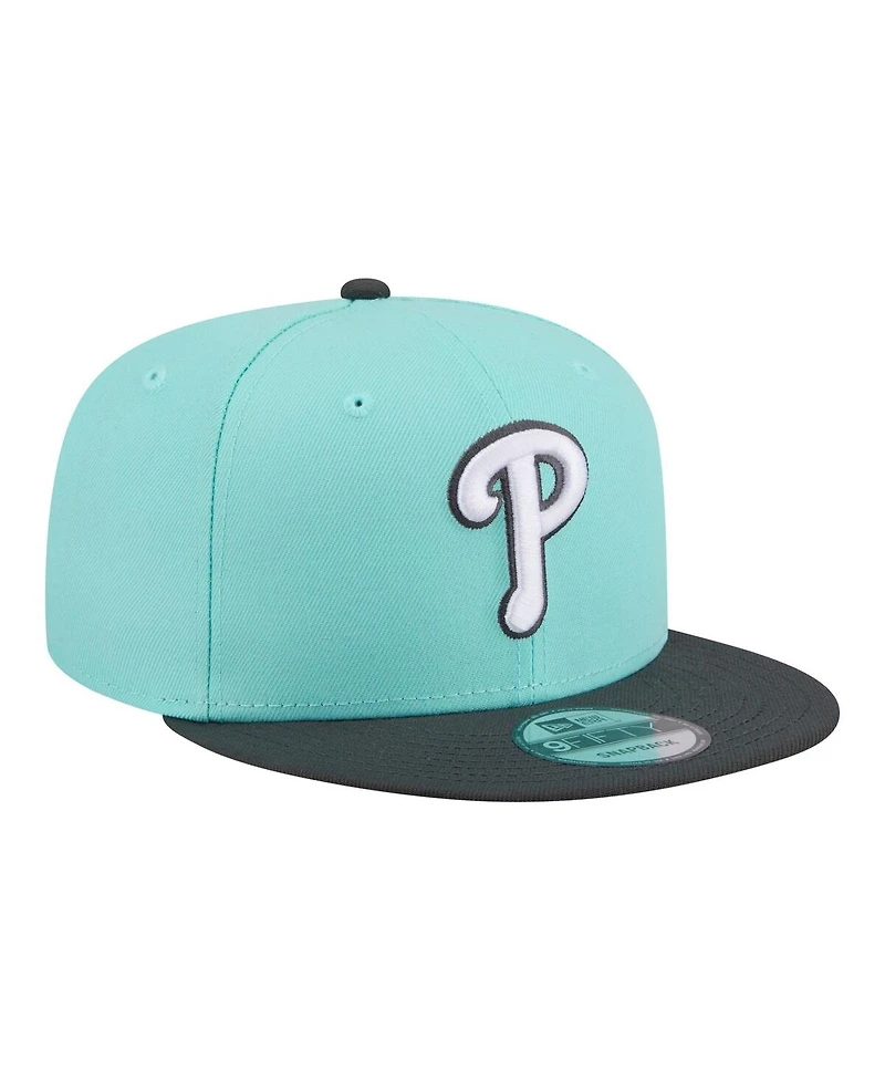 New Era Men's Turquoise/Charcoal Philadelphia Phillies Two-Tone Color Pack 9FIFTY Snapback Hat