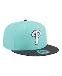 New Era Men's Turquoise/Charcoal Philadelphia Phillies Two-Tone Color Pack 9FIFTY Snapback Hat