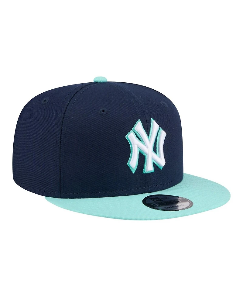 New Era Men's Navy/Turquoise New York Yankees Two-Tone Color Pack 9FIFTY Snapback Hat