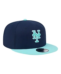 New Era Men's Navy/Turquoise New York Mets Two-Tone Color Pack 9FIFTY Snapback Hat