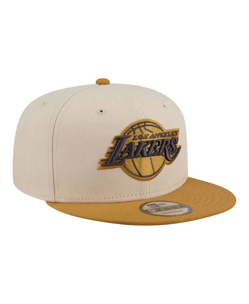 New Era Men's Cream/Tan Los Angeles Lakers Two-Tone Color Pack 9FIFTY Snapback Hat