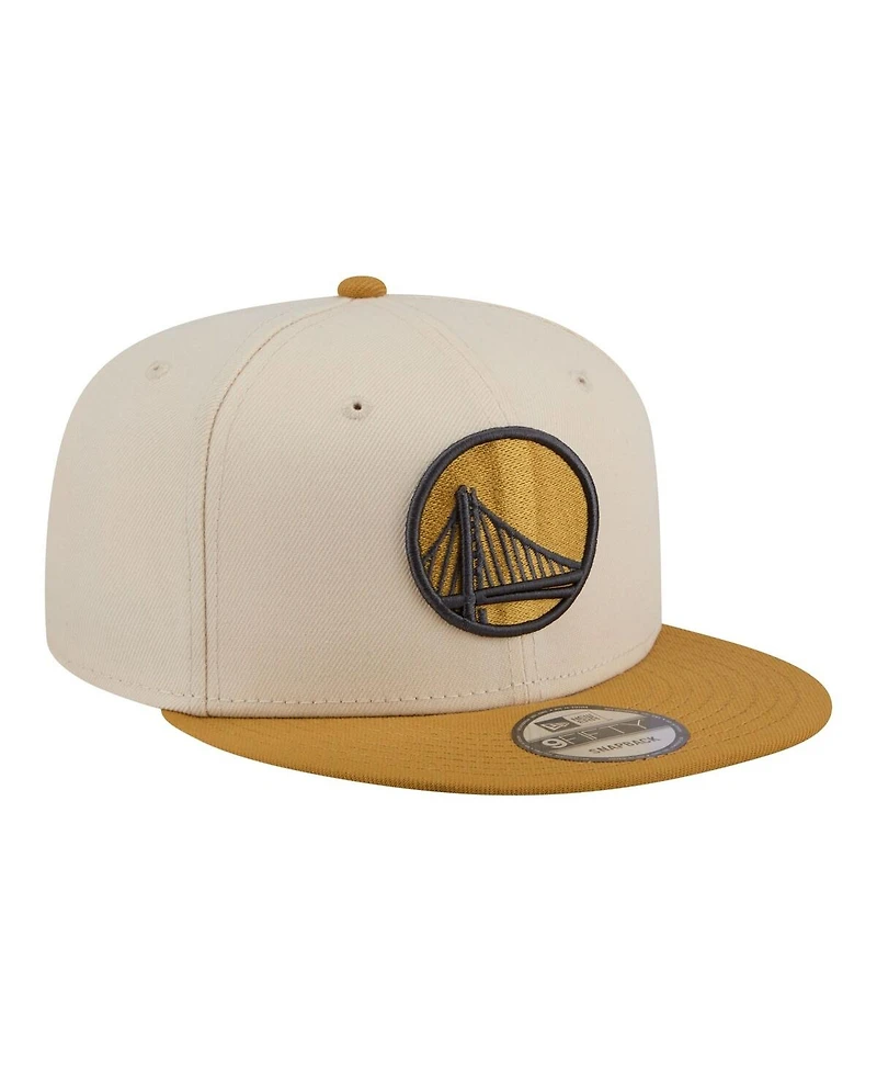 New Era Men's Cream/Tan Golden State Warriors Two-Tone Color Pack 9FIFTY Snapback Hat