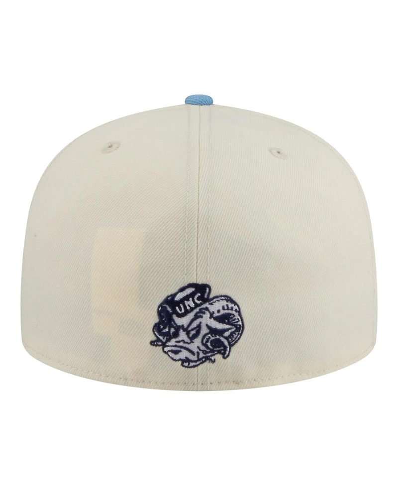 New Era Men's Cream/Carolina Blue North Carolina Tar Heels Two-Tone Script 59FIFTY Fitted Hat