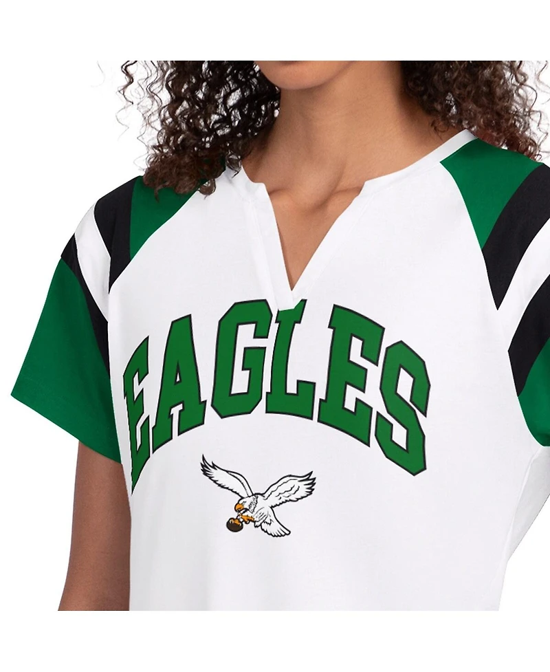 Starter Women's White Philadelphia Eagles Game On Notch Neck T-Shirt