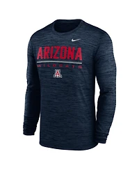 Nike Men's Navy Arizona Wildcats Sideline Velocity Dri-fit Long Sleeve T-Shirt