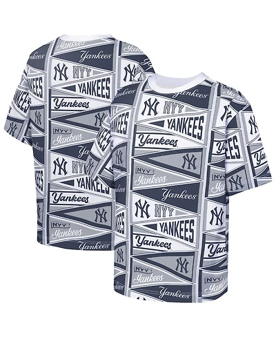Outerstuff Big Boys and Girls Navy New York Yankees All-Over Pennant T-Shirt